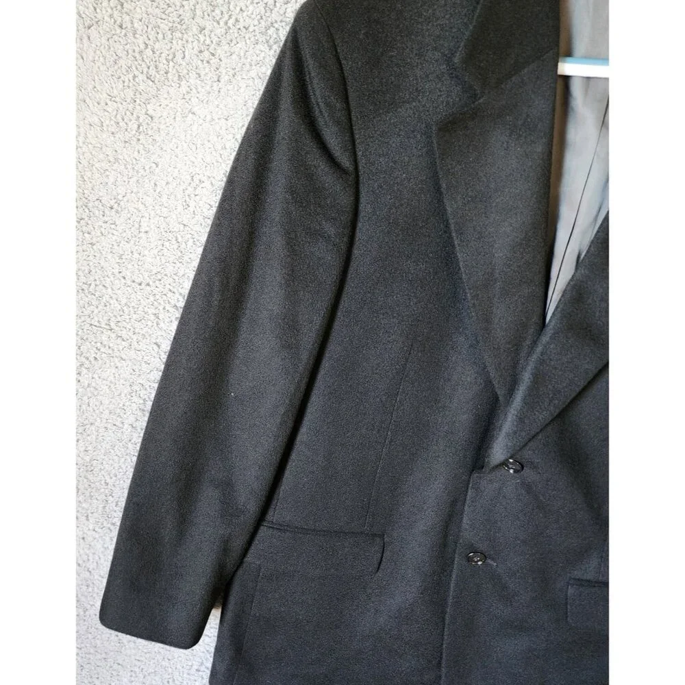 Macy's Alfani Size 40 R 100% Cashmere 2 Button Black Suit Jacket Sport Coat Soft